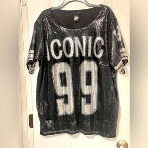 Ashley Stewart Black and Silver Sequence Iconic Jersey